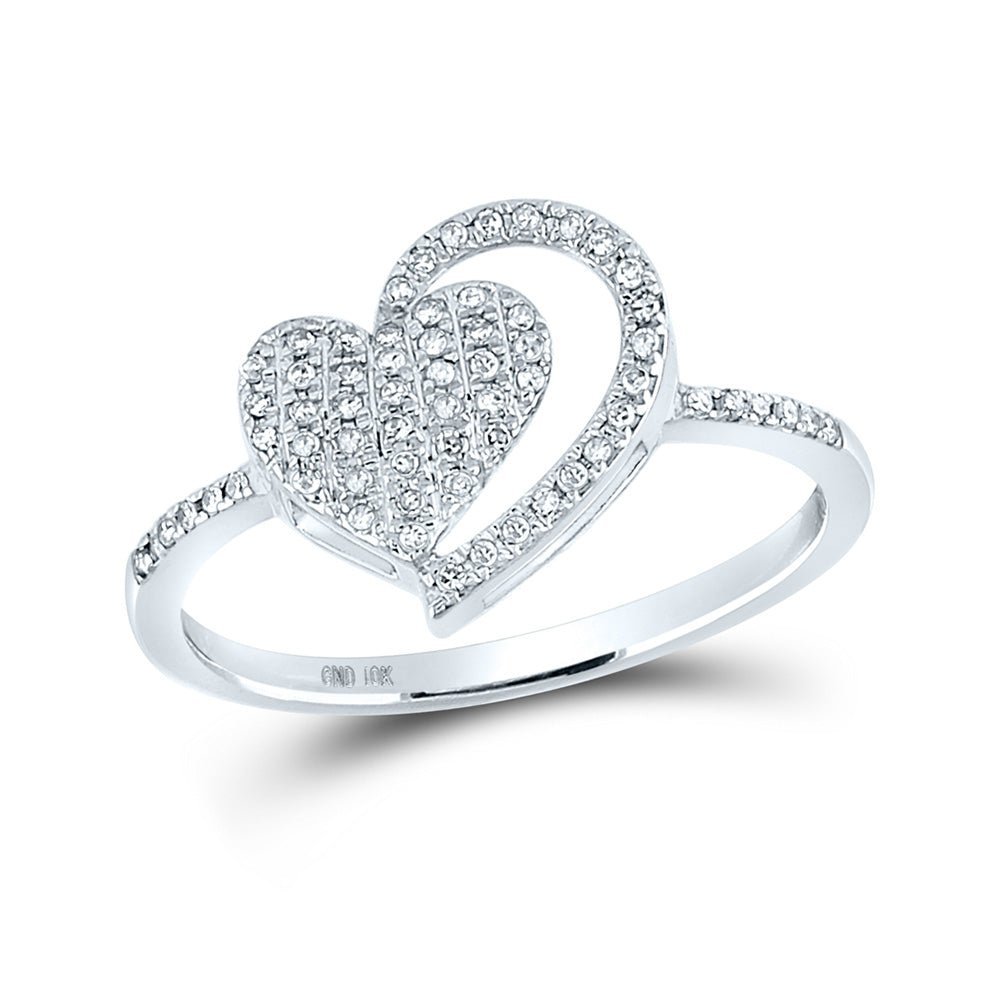 Radiant Love Diamond Heart Ring | 10kt White Gold Womens Round Diamond Heart Ring 1/5 Cttw | Splendid Jewellery - Splendid Jewellery