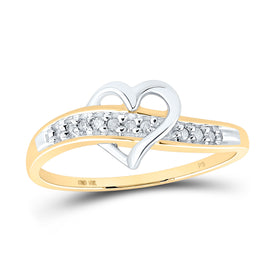 Radiant Love Diamond Heart Ring | 10kt Yellow Gold Womens Round Diamond Heart Ring 1/20 Cttw Top View from Splendid Jewellery