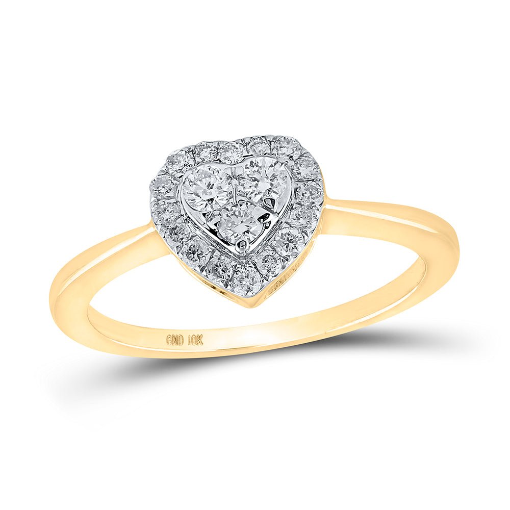 Radiant Love Diamond Heart Ring | 10kt Yellow Gold Womens Round Diamond Heart Ring 1/3 Cttw - Splendid Jewellery