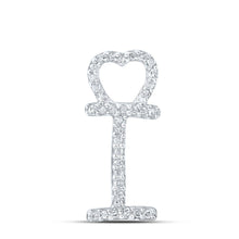 Load image into Gallery viewer, Radiant Love Diamond Initial Pendant | 10kt White Gold Womens Round Diamond I Heart Letter Pendant 1/10 Cttw | Splendid Jewellery - Splendid Jewellery