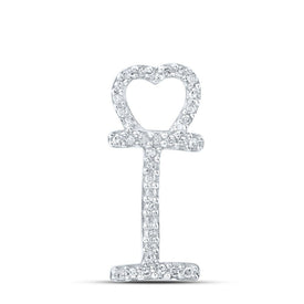 Radiant Love Diamond Initial Pendant | 10kt White Gold Womens Round Diamond I Heart Letter Pendant 1/10 Cttw | Splendid Jewellery - Splendid Jewellery