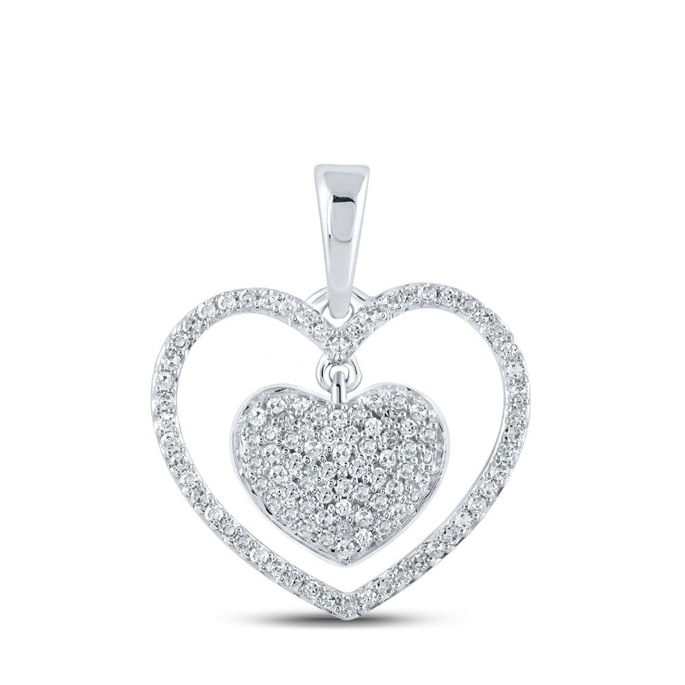 Radiant Love Diamond Pendant - 10kt White Gold Heart Necklace - Splendid Jewellery