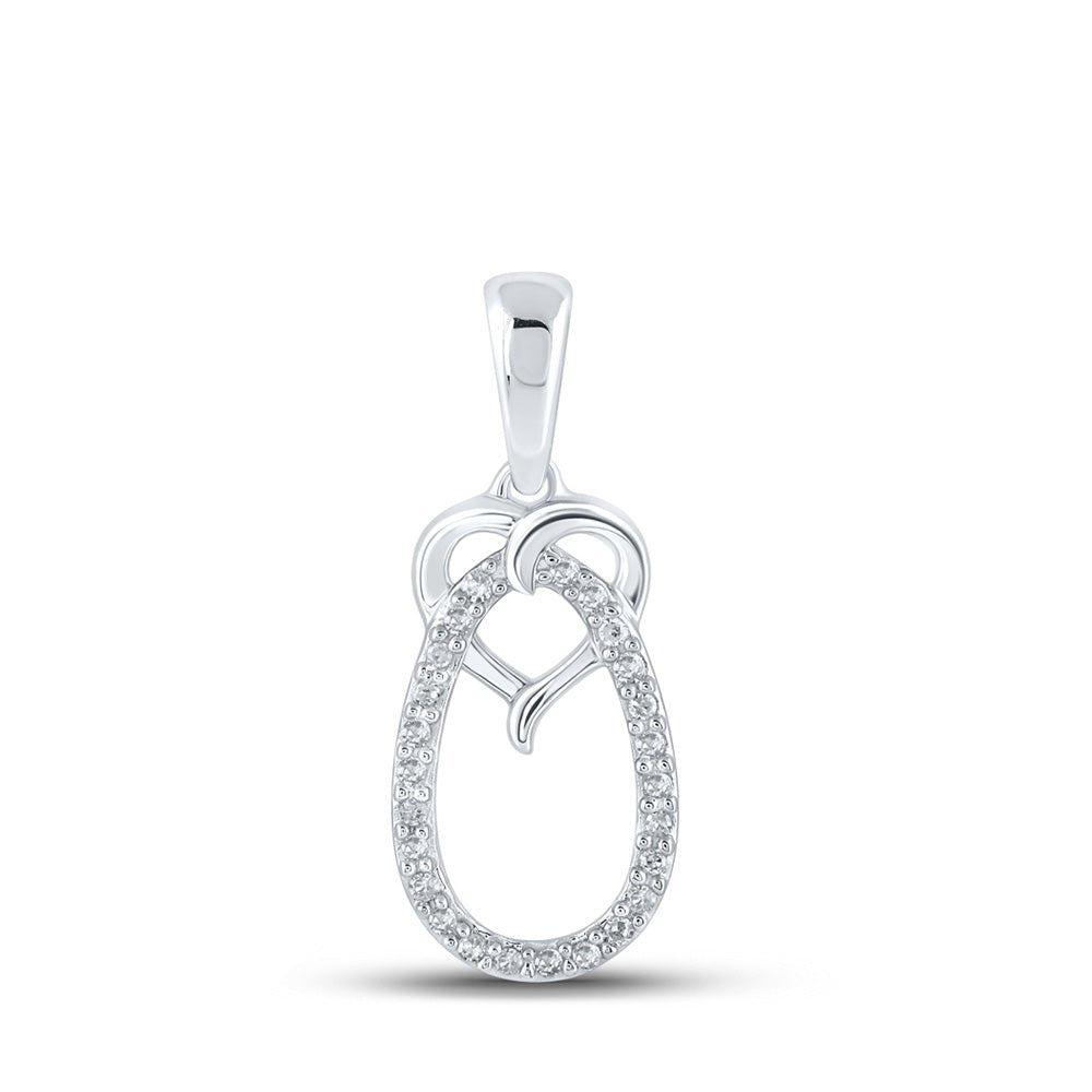 Radiant Love Diamond Pendant | 10kt White Gold Womens Round Diamond Heart Oval Pendant 1/12 Cttw - Splendid Jewellery