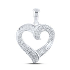 Radiant Love Diamond Pendant | 10kt White Gold Womens Round Diamond Heart Pendant 1/2 Cttw - Splendid Jewellery