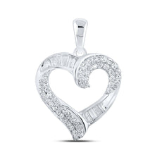 Load image into Gallery viewer, Radiant Love Diamond Pendant | 10kt White Gold Womens Round Diamond Heart Pendant 1/2 Cttw - Splendid Jewellery