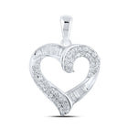 Radiant Love Diamond Pendant | 10kt White Gold Womens Round Diamond Heart Pendant 1/2 Cttw - Splendid Jewellery