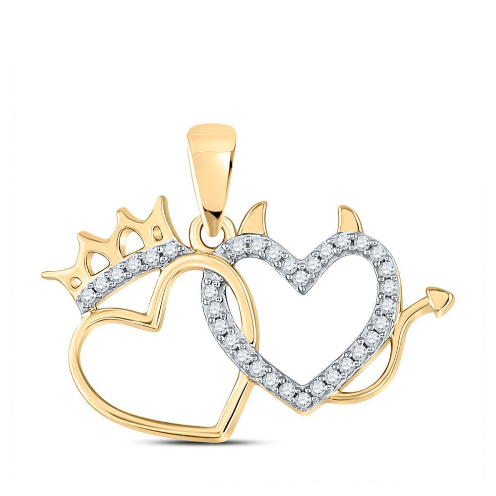 Radiant Love Diamond Pendant | 10kt Yellow Gold Double Heart Pendant with Sparkling Diamond Accent - Splendid Jewellery