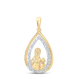 Radiant Love Diamond Pendant - 10kt Yellow Gold Round Diamond Child Mom Pendant 1/5 Cttw - Splendid Jewellery