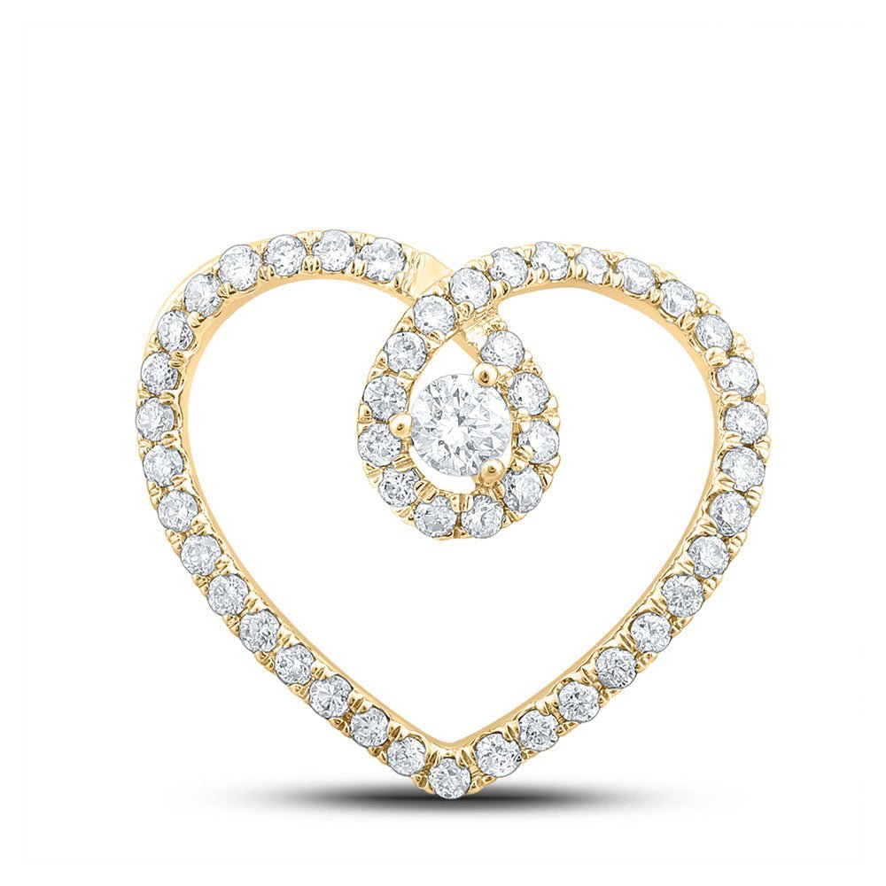 Radiant Love Diamond Pendant | 10kt Yellow Gold Womens Round Diamond Heart Pendant 1/3 Cttw | Splendid Jewellery - Splendid Jewellery
