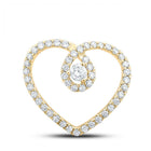Radiant Love Diamond Pendant | 10kt Yellow Gold Womens Round Diamond Heart Pendant 1/3 Cttw | Splendid Jewellery - Splendid Jewellery