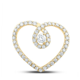 Radiant Love Diamond Pendant | 10kt Yellow Gold Womens Round Diamond Heart Pendant 1/3 Cttw | Splendid Jewellery - Splendid Jewellery