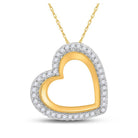 Radiant Love Diamond Pendant | 10kt Yellow Gold Womens Round Diamond Heart Pendant 1/8 Cttw - Splendid Jewellery