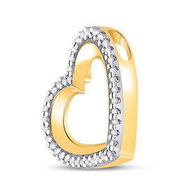 Radiant Love Diamond Pendant | 10kt Yellow Gold Womens Round Diamond Heart Pendant 1/8 Cttw - Splendid Jewellery