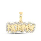 Radiant Love Diamond Pendant - 10kt Yellow Gold Womens Round Diamond MOMMY Mom Pendant 1/5 Cttw - Splendid Jewellery