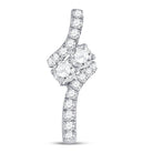Radiant Love Diamond Pendant | 14kt White Gold Womens Round Diamond 2 - stone Pendant 1/2 Cttw | Splendid Jewellery - Splendid Jewellery