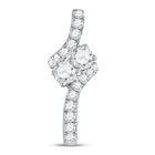 Radiant Love Diamond Pendant | 14kt White Gold Womens Round Diamond 2 - stone Pendant 1/2 Cttw | Splendid Jewellery - Splendid Jewellery