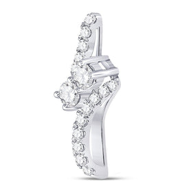 Radiant Love Diamond Pendant | 14kt White Gold Womens Round Diamond 2 - stone Pendant 1/2 Cttw | Splendid Jewellery - Splendid Jewellery