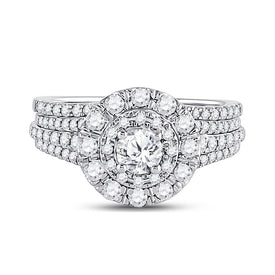 Radiant Love Diamond Wedding Ring Set - Front View