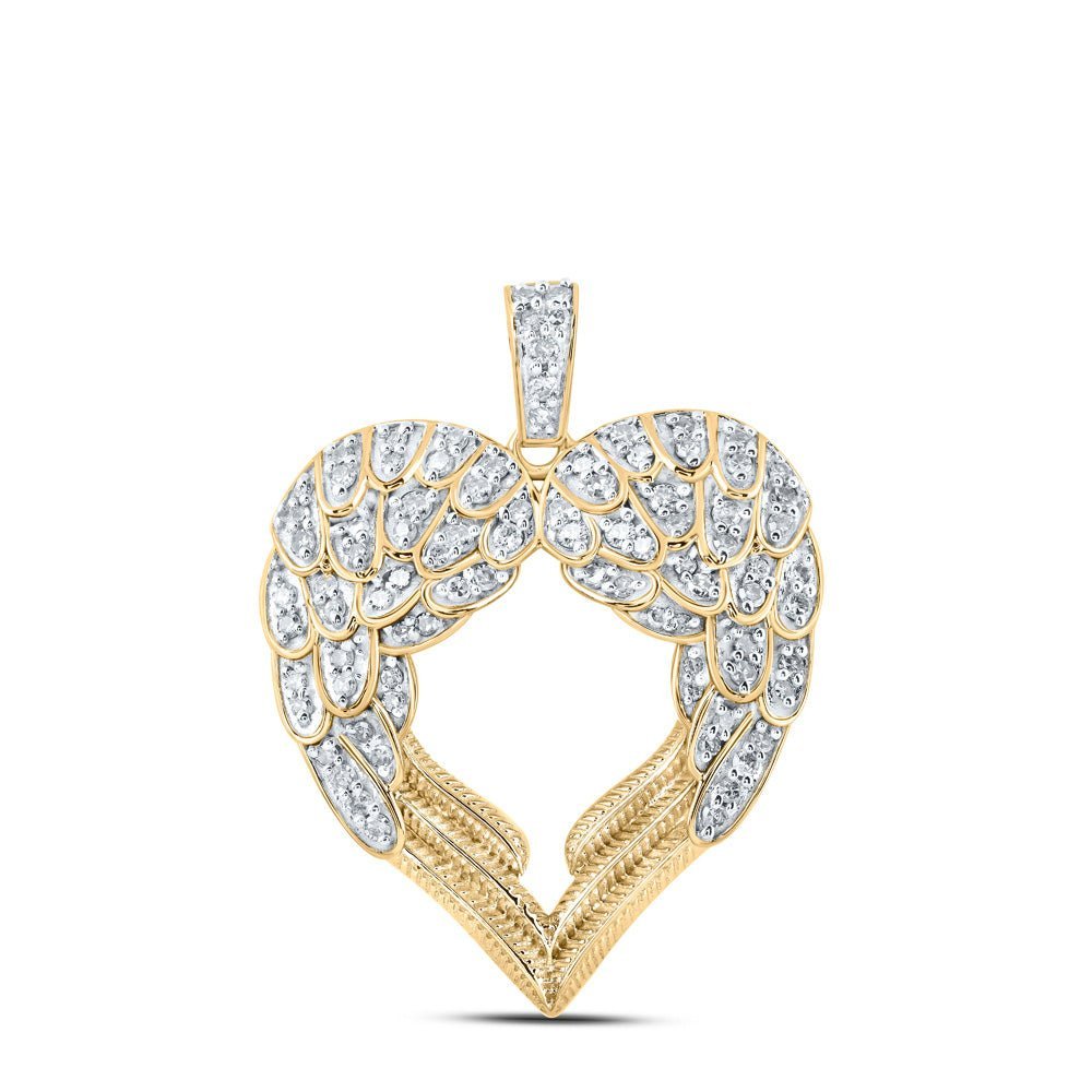 Radiant Love Diamond Wing Heart Pendant in 10kt Yellow Gold - Splendid Jewellery