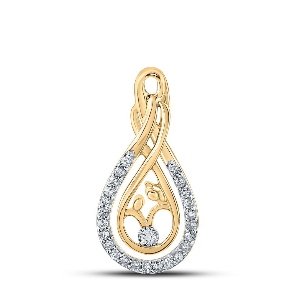 Radiant Love Pendant | 10kt Yellow Gold Womens Round Diamond Child Mom Pendant 1/10 Cttw | Splendid Jewellery - Splendid Jewellery