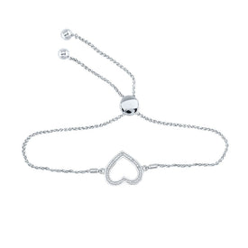 Radiant Love Sterling Silver Diamond Heart Bolo Bracelet  Top View from Splendid Jewellery