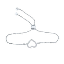 Load image into Gallery viewer, Radiant Love Sterling Silver Diamond Heart Bolo Bracelet - Splendid Jewellery