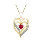 Radiant Love: Sterling Silver Ruby Heart Pendant with Diamond Accents - Splendid Jewellery