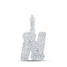 Radiant N Initial Diamond Pendant in White Gold - Splendid Jewellery