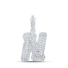 Radiant N Initial Diamond Pendant in White Gold - Splendid Jewellery