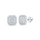 Radiant Octagon Diamond Cluster Earrings in 10kt White Gold - Splendid Jewellery