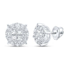 Radiant Princess Diamond Cluster Earrings in 14kt White Gold - 1 Cttw | Splendid Jewellery - Splendid Jewellery