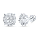 Radiant Princess Diamond Cluster Earrings in 14kt White Gold - 1 Cttw | Splendid Jewellery - Splendid Jewellery