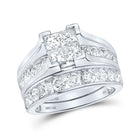 Radiant Princess Diamond Square Bridal Wedding Ring Set - 14kt White Gold, 3 Cttw - Splendid Jewellery