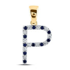Radiant Purity: 10kt Yellow Gold Gemstone Initial & Letter Pendant with Blue Sapphire and Diamonds - Splendid Jewellery