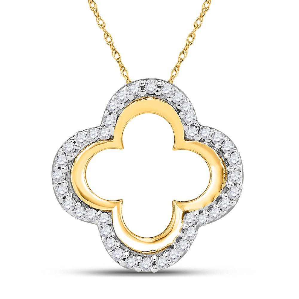 Radiant Quatrefoil Cutout Diamond Pendant - 10kt Yellow Gold, 1/8 Cttw - Splendid Jewellery