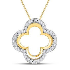 Radiant Quatrefoil Cutout Diamond Pendant - 10kt Yellow Gold, 1/8 Cttw - Splendid Jewellery