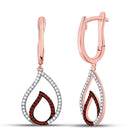Radiant Red Diamond Teardrop Dangle Earrings in 10kt Rose Gold - Splendid Jewellery