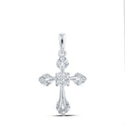 Radiant Reflections: 10kt White Gold Diamond Cross Pendant 1/6 Cttw - Splendid Jewellery