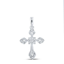Load image into Gallery viewer, Radiant Reflections: 10kt White Gold Diamond Cross Pendant 1/6 Cttw - Splendid Jewellery