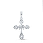 Radiant Reflections: 10kt White Gold Diamond Cross Pendant 1/6 Cttw - Splendid Jewellery
