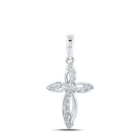 Radiant Reflections: 10kt White Gold Diamond Cross Pendant - Splendid Jewellery