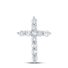 Load image into Gallery viewer, Radiant Reflections: 10kt White Gold Diamond Cross Pendant  Top View from Splendid Jewellery