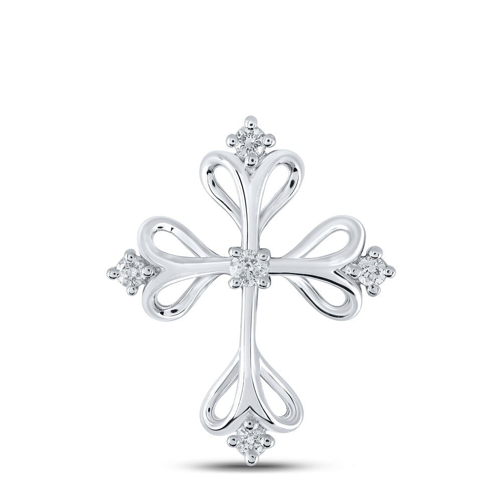 Radiant Reflections: 10kt White Gold Diamond Cross Pendant - Splendid Jewellery