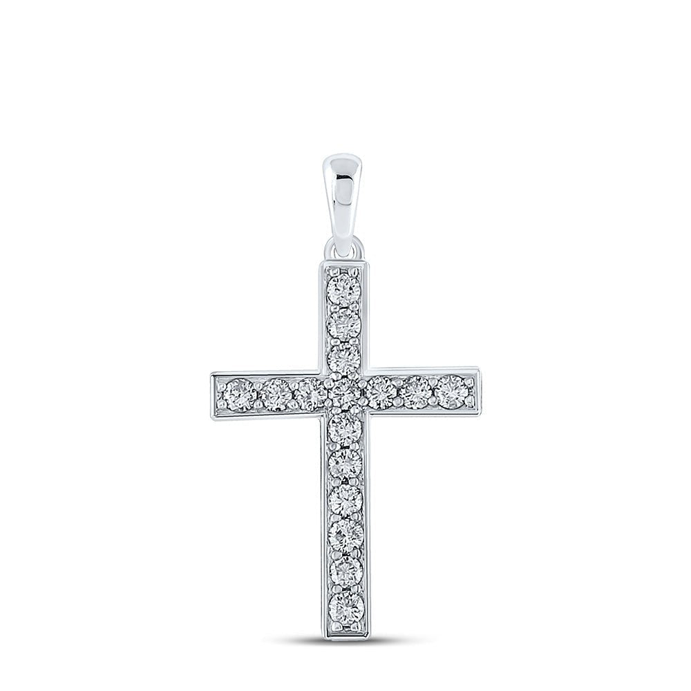 Radiant Reflections: 10kt White Gold Diamond Cross Pendant - Splendid Jewellery