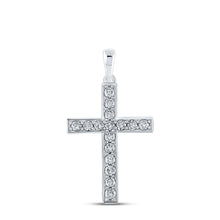 Load image into Gallery viewer, Radiant Reflections: 10kt White Gold Diamond Cross Pendant - Splendid Jewellery