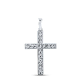 Radiant Reflections: 10kt White Gold Diamond Cross Pendant - Splendid Jewellery