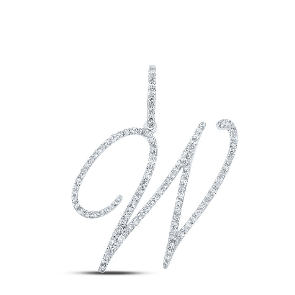 Radiant Reflections: 10kt White Gold Diamond Initial & Letter Pendant - Splendid Jewellery