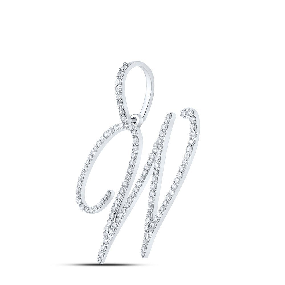 Radiant Reflections: 10kt White Gold Diamond Initial & Letter Pendant - Splendid Jewellery