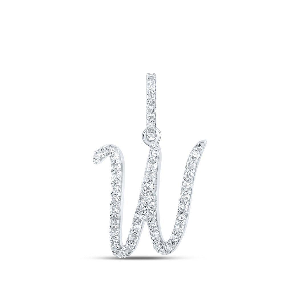 Radiant Reflections: 10kt White Gold Diamond Initial Pendant - Splendid Jewellery