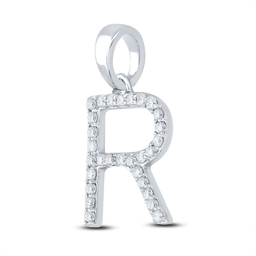 Radiant Reflections: 10kt White Gold Diamond Initial Pendant - Splendid Jewellery